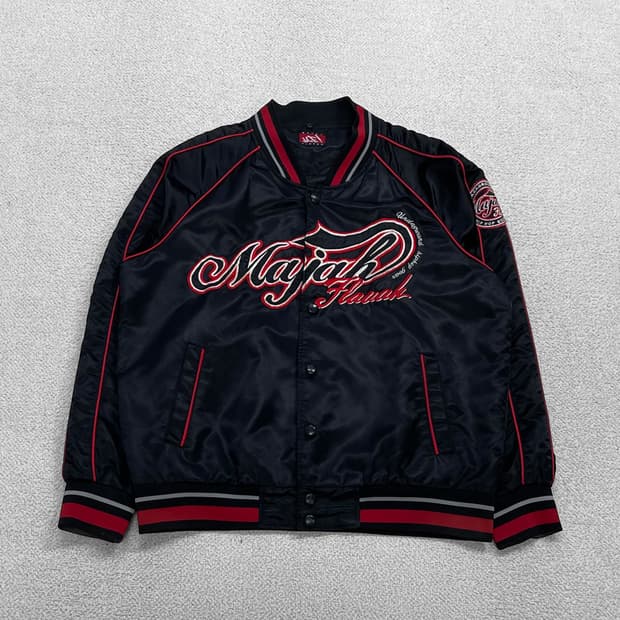 마자플라바 슬러거 로고 베이스볼 자켓 블랙