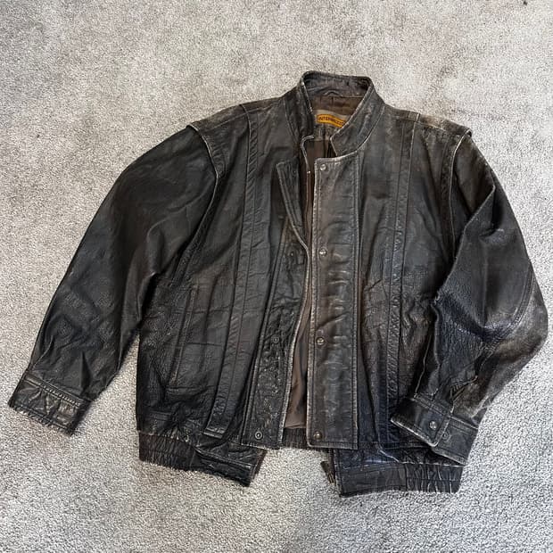 인터메조 브라운 소가죽 봄버 자켓M-L