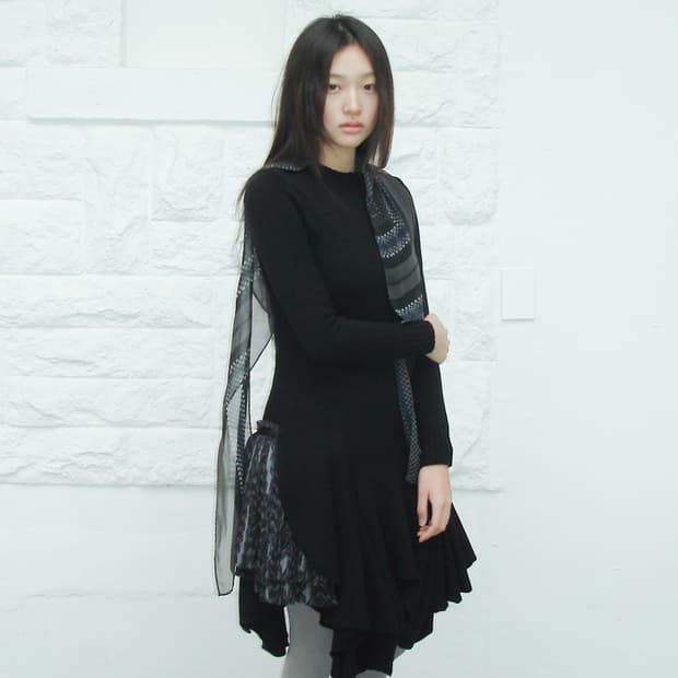 SACAI knit dress with detachable scarf