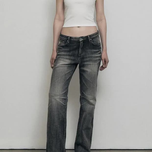 보헤미안서울 크럼플드 워싱 데님 팬츠 그레이 s