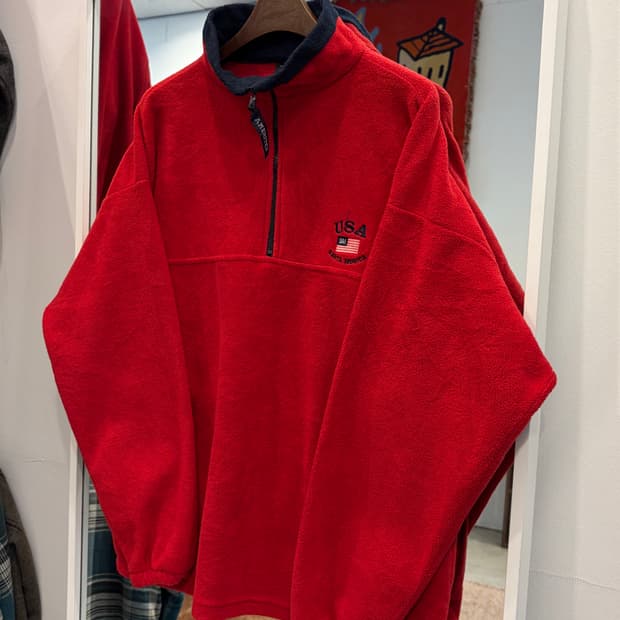 90s Vtg 빈티지 USA 하프넥 쿼터 집업 플리스 (USA)