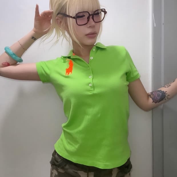 랄프로렌 라임 슬림핏 빅포니 pk 반팔티
