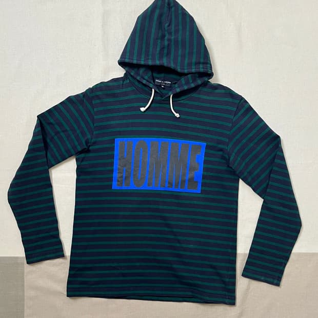 꼼데가르송 옴므 스트라이프 후드티 comme des garcons