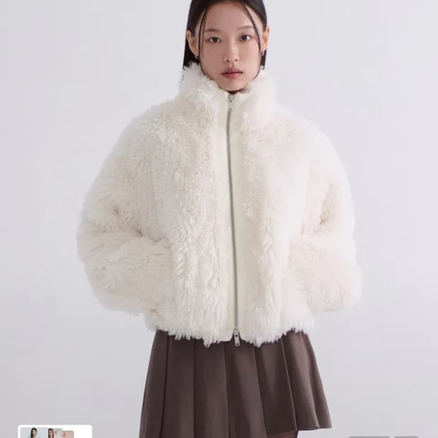 무탠다드 우먼 퍼 집업 재킷