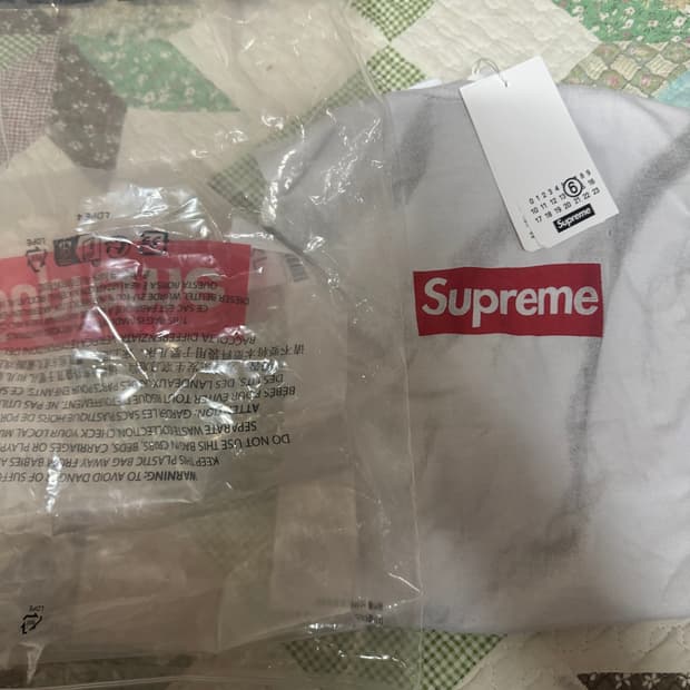 슈프림 x MM6 메종 마르지엘라 박스로고 티셔츠 화이트 XL