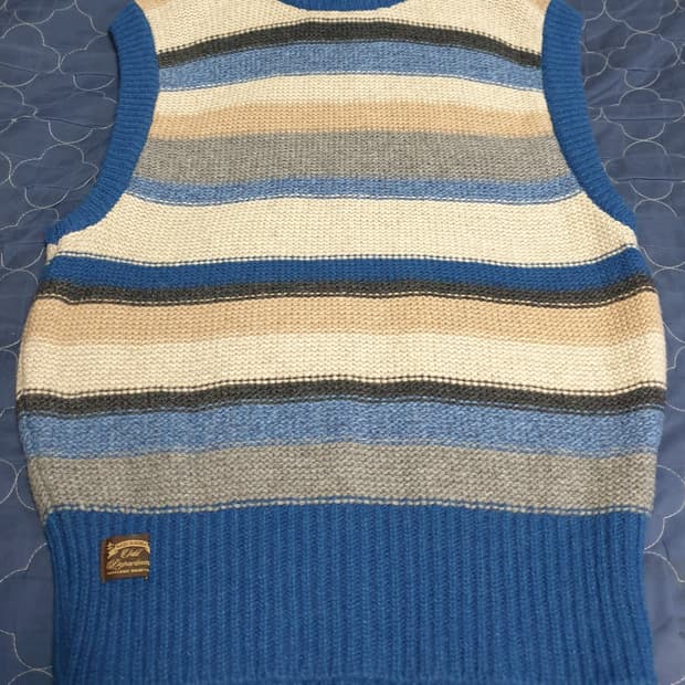 오드디파트먼트 램스울 스트라이프 니트 베스트 (M)
