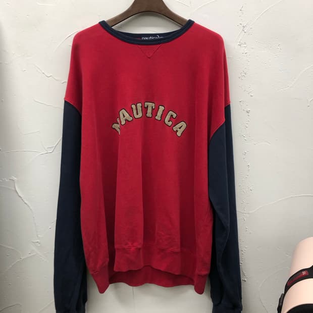 90s 노티카 아치 로고 투톤 맨투맨