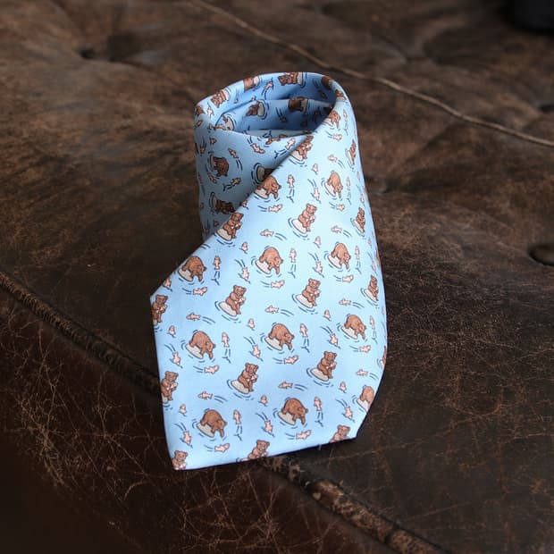 HERMES 실크 패턴 넥타이 