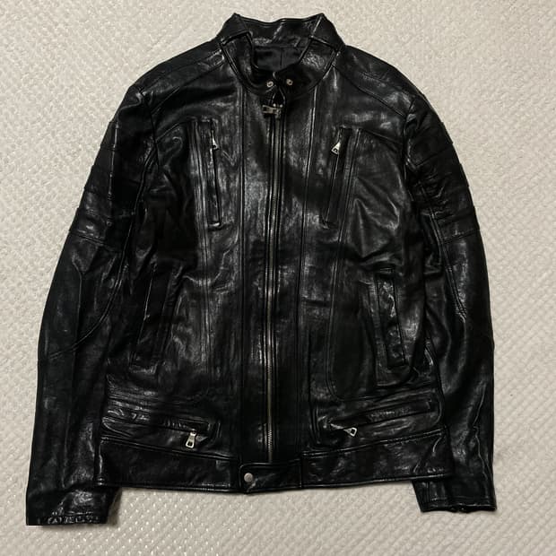 광희시장 웨스턴 무드 램스킨 양가죽 절개 레더 자켓