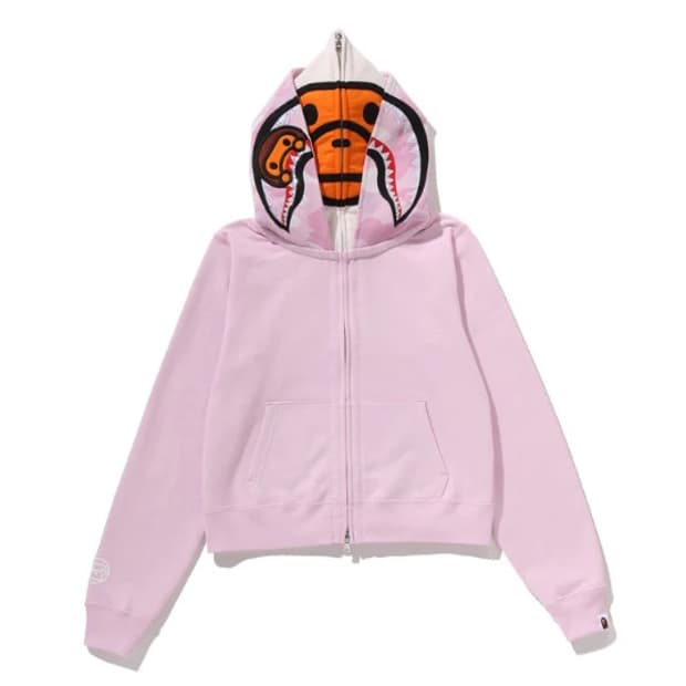 베이프 여성용 M 크리스탈  베이비 마일로 샤크 크롭 풀 집 더블 후