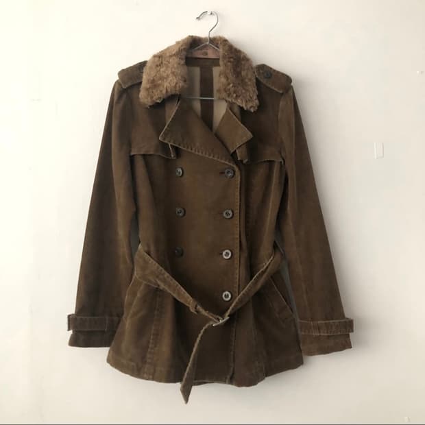 버버리 브라운 골덴 더블 버클 자켓