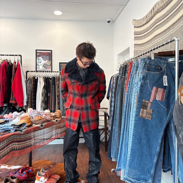 Vintage 체크 패턴 웨스턴 자켓