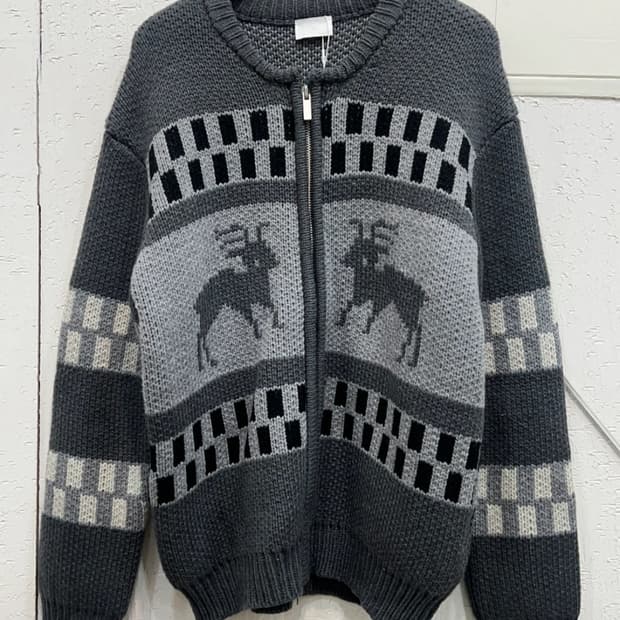 사슴 코위찬 울 집업 가디건