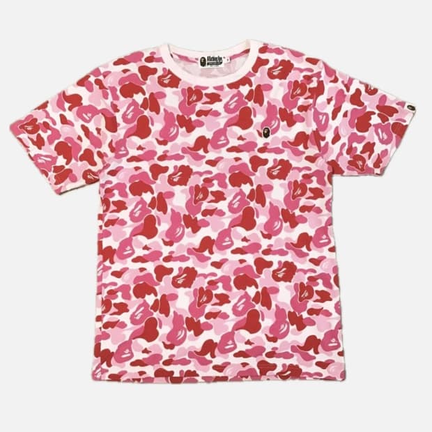 베이프 핑크 카모 반팔 bape pink camo shirt