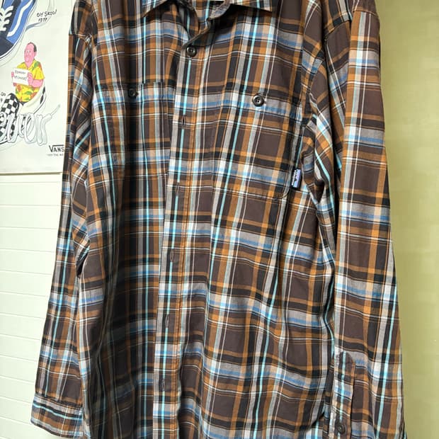 파타고니아 오가닉 코튼 체크셔츠 브라운(L)