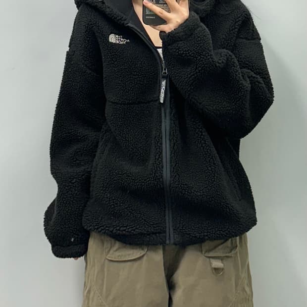 노스페이스 신형 오버핏 뽀글이 쉐르파 후드집업