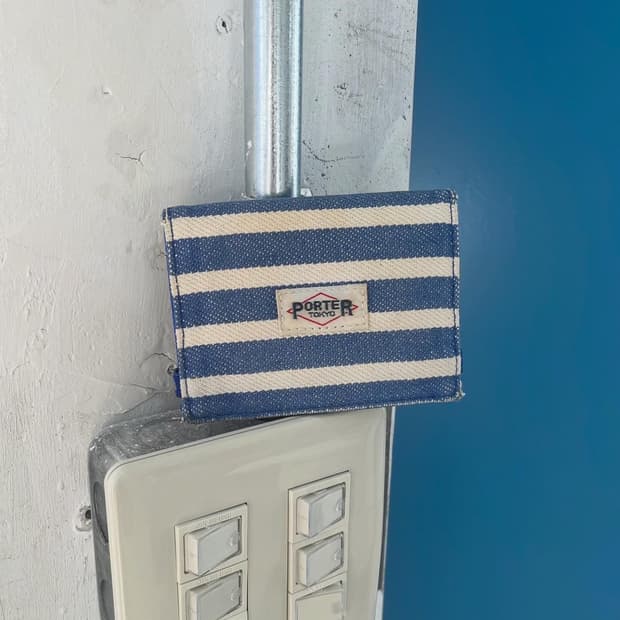 Porter canvas stripe card wallet