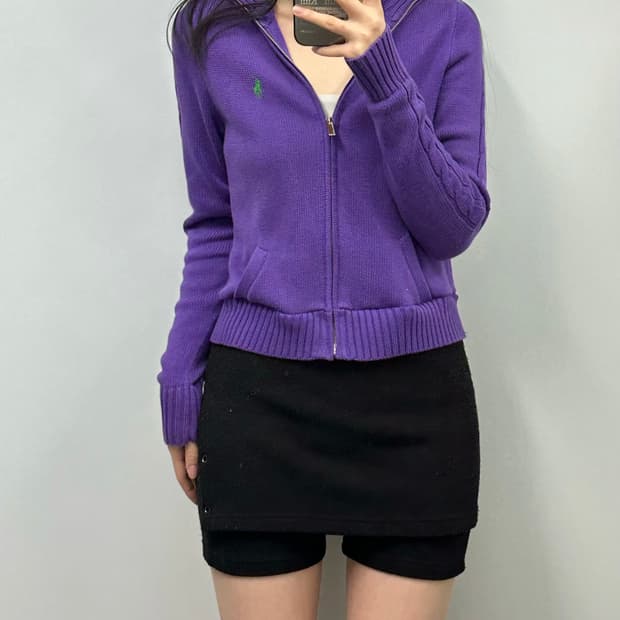 폴로 랄프로렌 퍼플 니트 집업