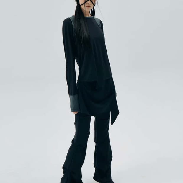 OJOS 오호스 랩 오버 턱 팬츠