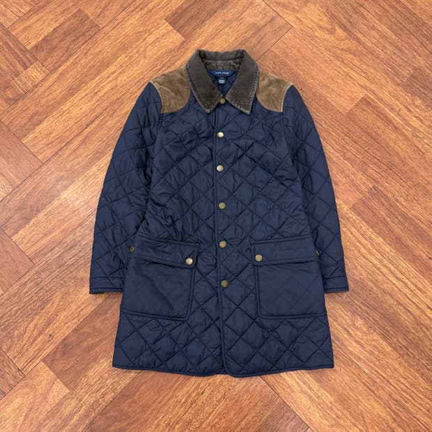 여성용 S 폴로 랄프로렌 네이비 퀼팅 자켓 