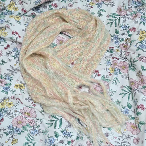 일본빈티지 파스텔 모리걸 로맨틱 레인보우 목도리스카프