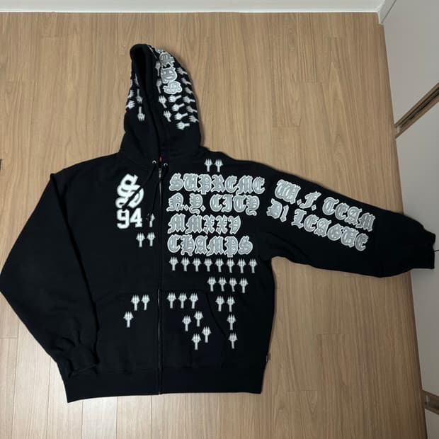 슈프림 리그 챔스 집업 후드 스웨트셔츠 블랙 XL