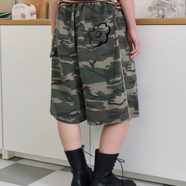 아워세이아워 카모 파이핑 버뮤다 팬츠 카키