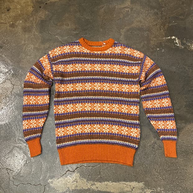 빈티지 패턴 니트 스웨터 L
