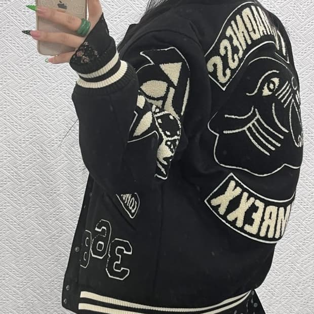 매드니스 스트릿 올드스쿨 키치 부클자수 울 바시티자켓 XL C09081