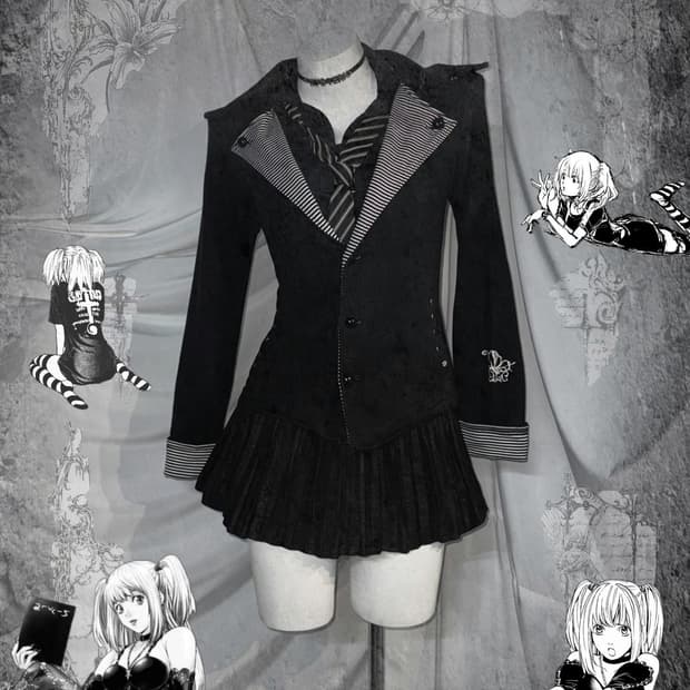 미사깔 알곤퀸즈 에이치나오토 데일리 무채색 펑크 코디세트 