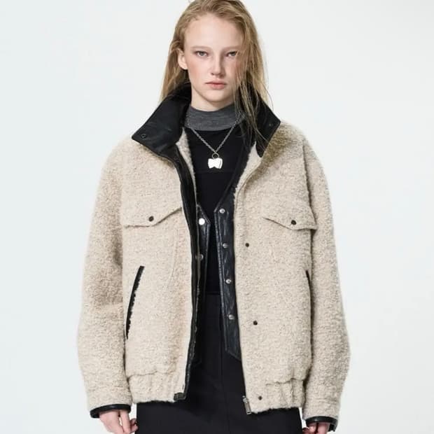 윈터 착용) 유센틱 부클 트리밍 코트 점퍼