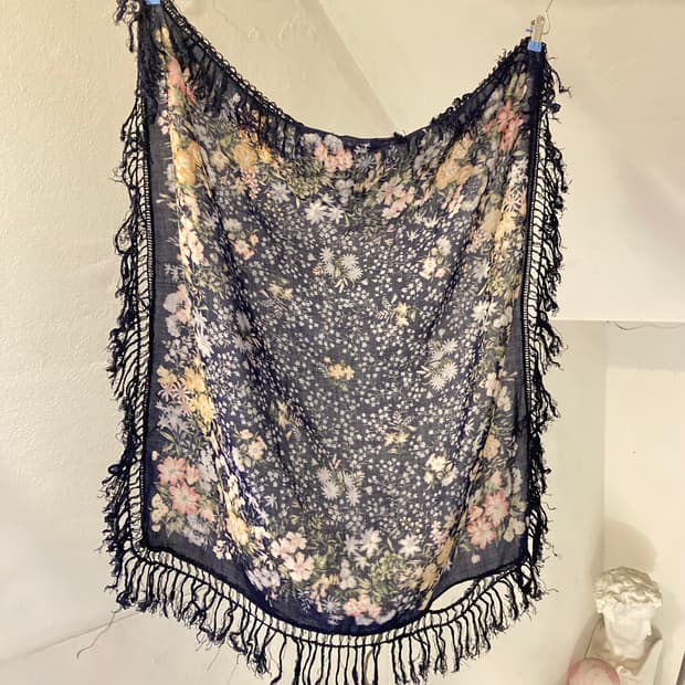 빈티지 플라워 테슬 패브릭