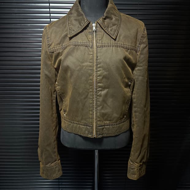 자라 왁스드 워시드 워싱 레더 가죽 브라운 빈티지 크롭 점퍼 항공 ma1