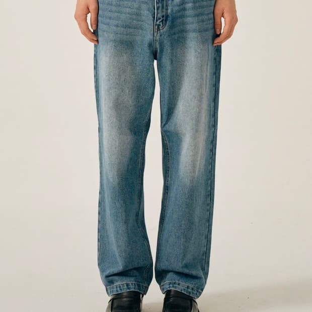 새터 테이퍼드 릴렉스 워시드 데님 팬츠