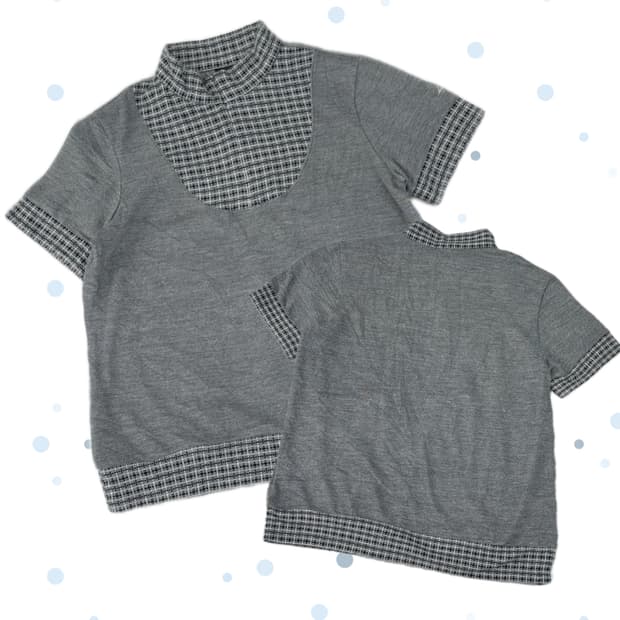  LATERRA 괴짜룩 아노락 반팔 티셔츠 체크 레이어드 락 펑크 