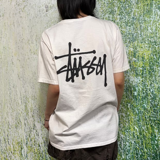 스투시 STUSSY 반팔 티셔츠 화이트 빅로고 반팔티 M