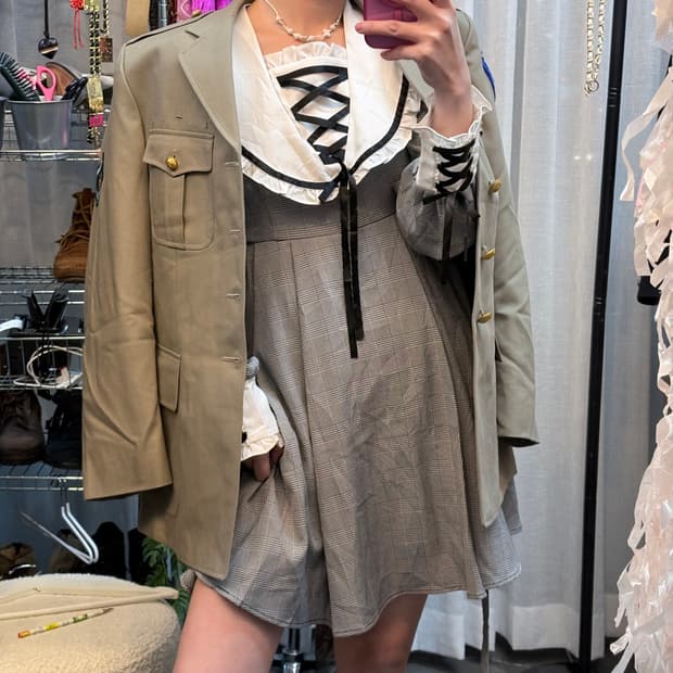 글랜체크 메이드 드레스