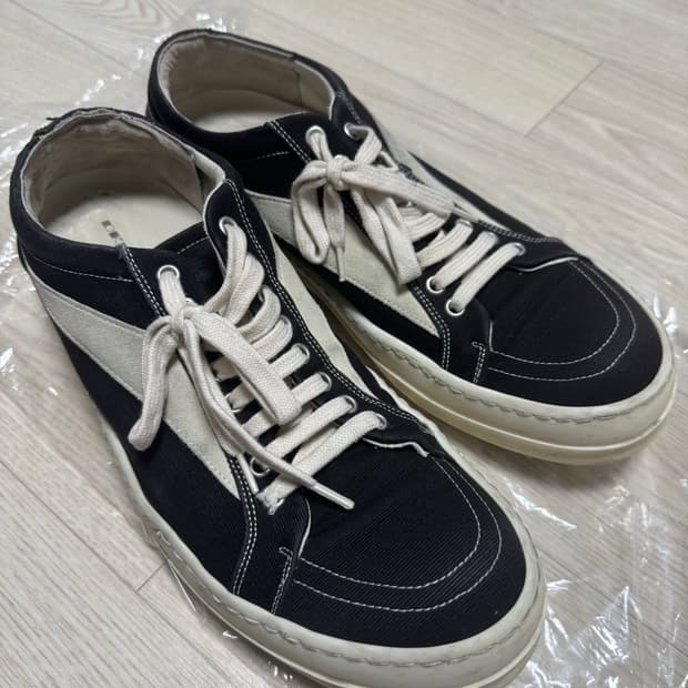 릭오웬스 다크쉐도우 빈티지 스니커즈 블랙 밀크 43