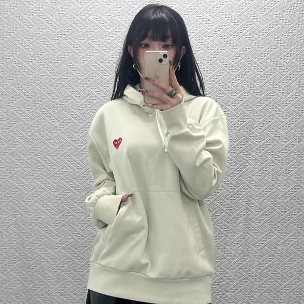 꼼데가르송 빈티지 아이보리 하트와펜 후드티 XL C11874