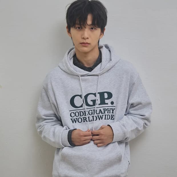 코드그라피 스퀘어 후드 멜란지 그레이M