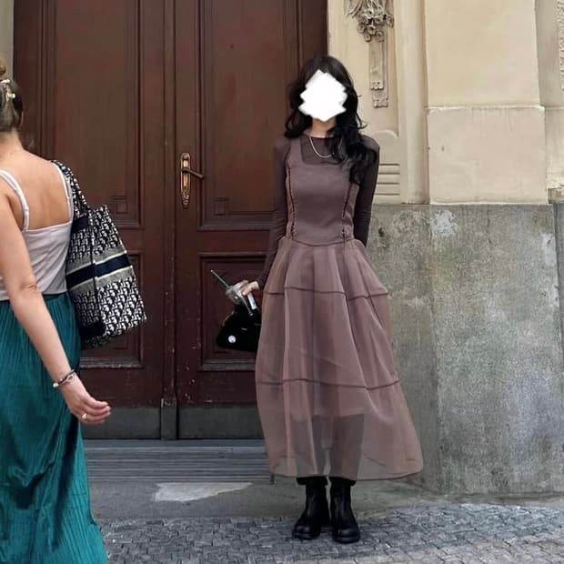 플레따 레이스업 오간자 원피스 S