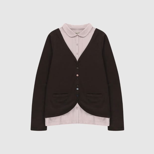 코이세이오 레이어드 셔츠 가디건 브라운