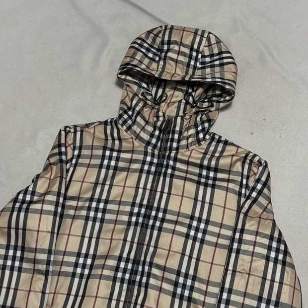 XL 버버리 빈티지체크 후드 자켓