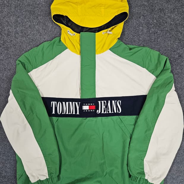 타미힐피거 컬러블록 로고 아노락 후드자켓(*급처)