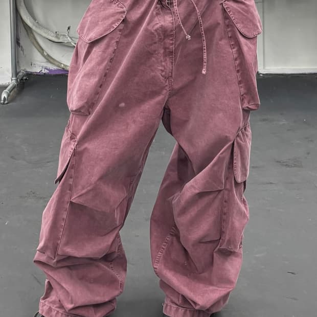퍼플 코튼 카고팬츠