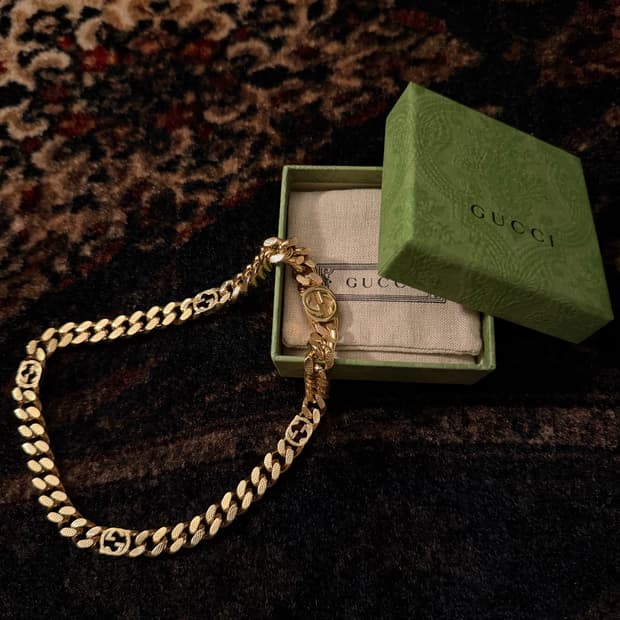 정품 구찌 팔라듐 골드 목걸이