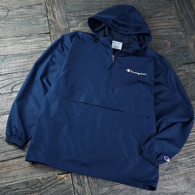 [챔피온] 로고 자수 후드 아노락 바람막이 네이비 M18411