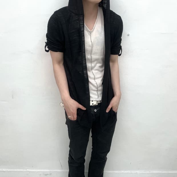 seethrough hood short cardigan