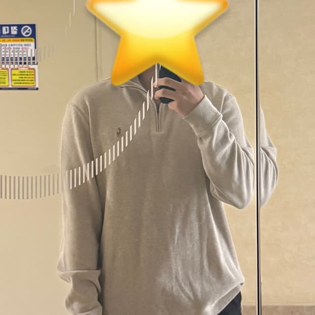 폴로 반집업 니트 베이지 L