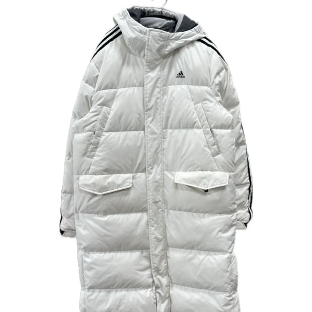 아디다스 삼선 롱 다운 패딩 화이트